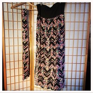 Plus Size XXL floral strapless maxi dress